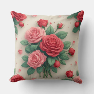 Coussin Bouquets de roses roses et rouges élégants