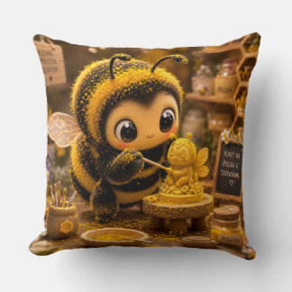 Coussin Bourdon doré dans la danse des fleurs.12