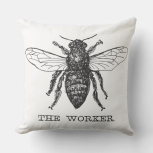 Coussin Bourdon noir ouvrier abeille miel