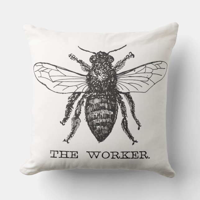 Coussin Bourdon noir ouvrier abeille miel (Recto)