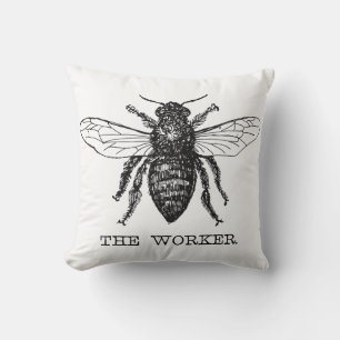 Coussin Bourdon noir ouvrier abeille miel