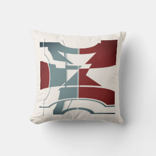 Coussin Bourgogne Ardoise Blanc cassé Dessin Géométrique C