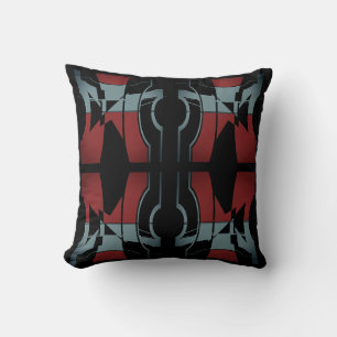 Coussin Bourgogne Ardoise Bleu Noir Motif Courbé Symétriqu
