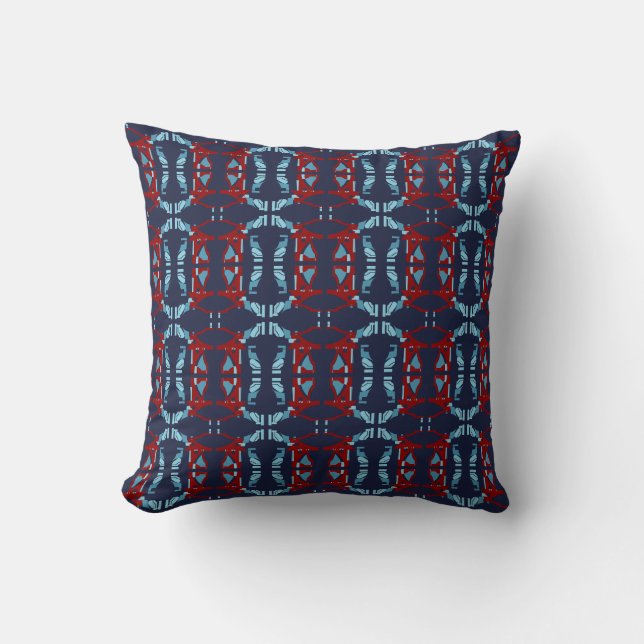 Coussin Bourgogne Bleu Clair Navy Méditerranée Petits Carr (Recto)