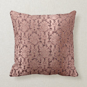 Coussin Bourgogne Damask Rose Rose Blush Sequin Red Bean
