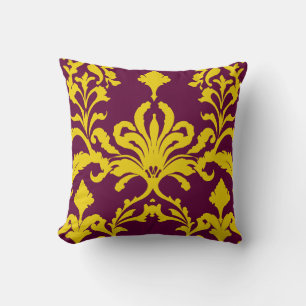 Coussin Bourgogne et Gold Royal Damask