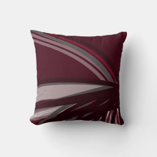 Coussin Bourgogne et gris Design linéaire biologique moder