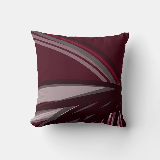 Coussin Bourgogne et gris Design linéaire biologique moder (Recto)