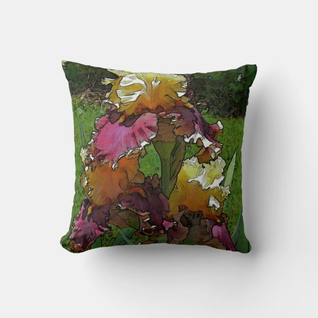 Coussin "Bourgogne et Iris jaune" (photo/manipula numériqu (Recto)