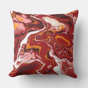 Coussin Bourgogne et Marbre blanc Fluid Art