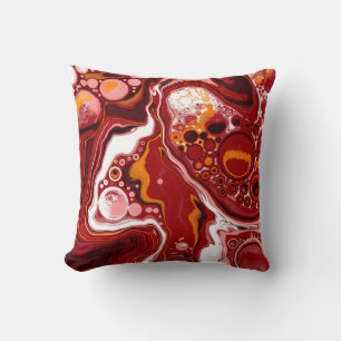 Coussin Bourgogne et Marbre blanc Fluid Art