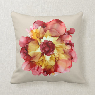 Coussin Bourgogne & Gold Camellia floral (arrière - plan d