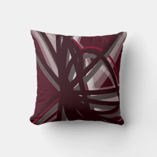Coussin Bourgogne & Grey Moderne Artistique Abstrait