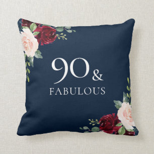 Coussin Bourgogne & Marine, Aquarelle Blush 90e anniversai