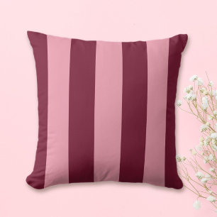 Coussin Bourgogne Rose motif à larges rayures gras Rouge C
