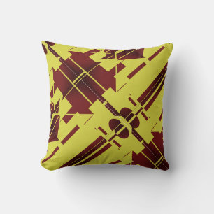 Coussin Bourgogne Rouge Jaune Motif Méditerranéen Diagonal