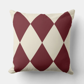Coussin Bourgogne vintage motif diamant harlequin | Rétro