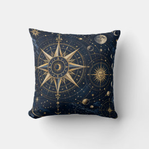 Coussin Boussole céleste de minuit or