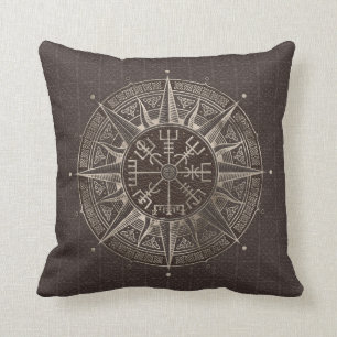 Coussin Boussole de Vegvisir - de Viking - cuir Brown et