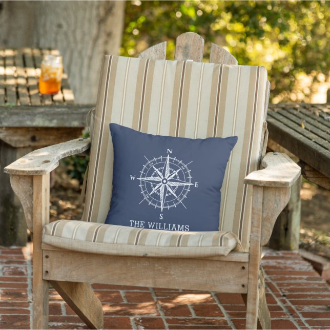 Coussin Boussole marine bleu Personnalisé (Chaise)