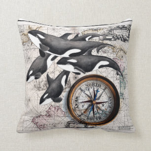 Coussin Boussole nautique d'orque