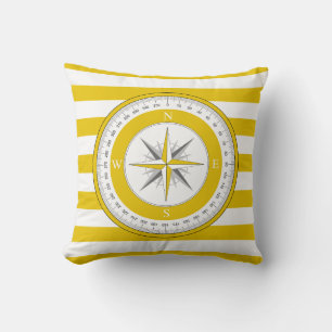 Coussin Boussole Rose Jaune et blanche