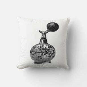 Coussin Bouteille de parfum, illustration vintage