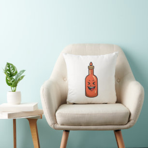 Coussin Bouteille de Sauce Piquante de Dessin Animé Mignon