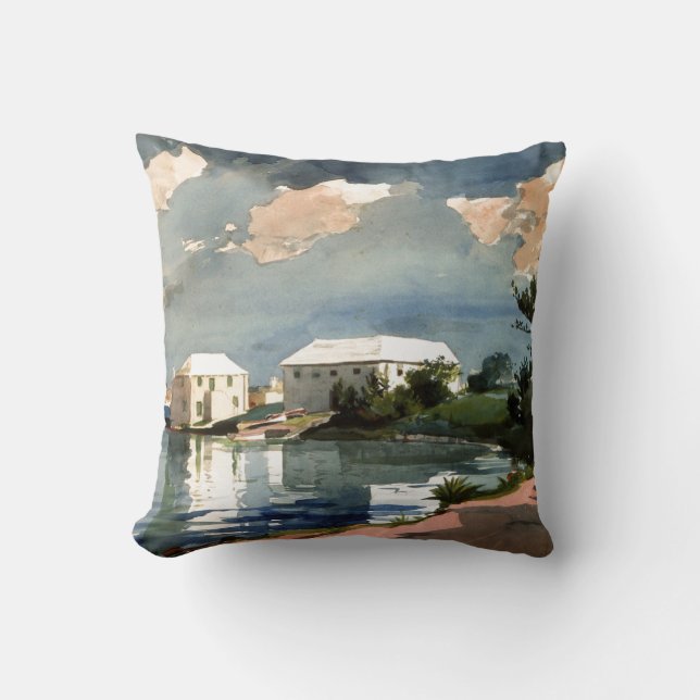 Coussin Bouteille de sel, tableau des Bermudes par Winslow (Recto)