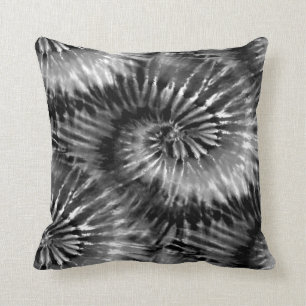 Coussin Bouteille de tarte noir et blanc Starburst Spiral 