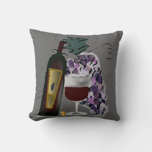 Coussin Bouteille de vin dans les raisins