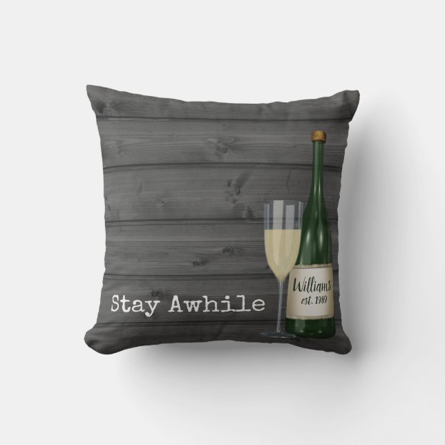 Coussin Bouteille De Vin Sur Bois (Recto)