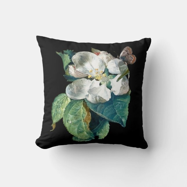 COUSSIN BOUTEILLE SUR LA FLEURS BLANCHES, FLORALE NOIRE (Recto)
