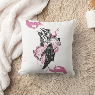 Coussin Bouteilles de potion et corbeau d'Halloween Jeter 