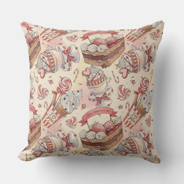 Coussin Boutique de friandises de la Saint-Valentin (Recto)