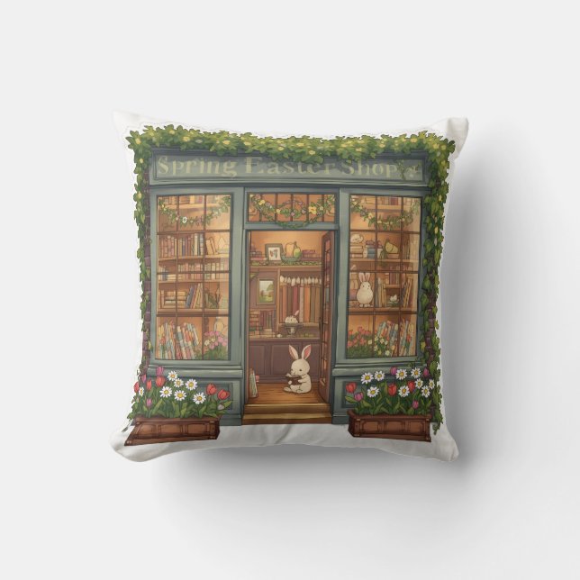 Coussin Boutique de Pâques de printemps avec un mignon lap (Recto)