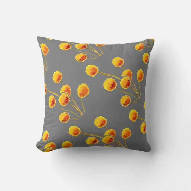 Coussin Bouton Billy jaune fleur australienne originaire (Recto)