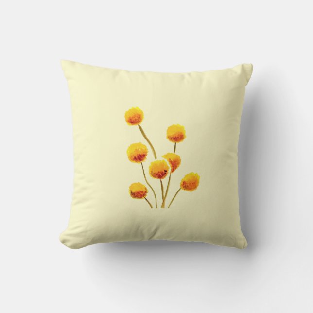 Coussin Bouton Billy jaune fleur australienne originaire (Recto)