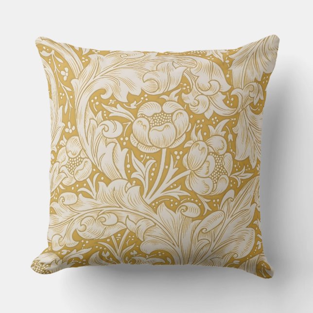 Coussin Bouton de célibataire en or de William Morris Flor (Recto)