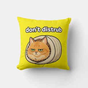 Coussin Bouton de chat orange esthétique mignon Ne pas dér