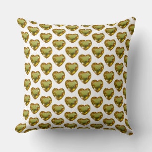 Coussin Bouton en pierre gemme à motif cœur verdâtre jaune
