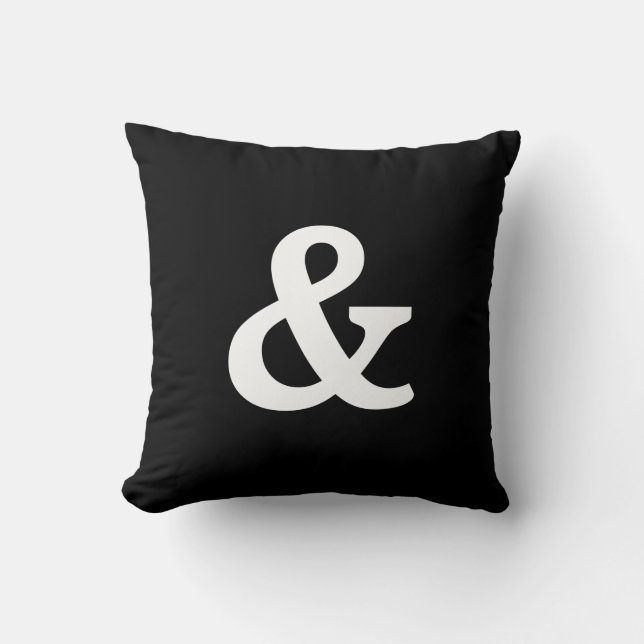 Coussin Bouton moderne noir & blanc & (et signe) (Recto)