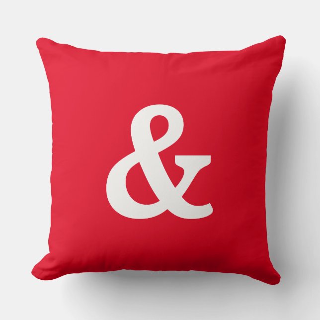 Coussin Bouton moderne rouge & blanc & (et signe) (Recto)