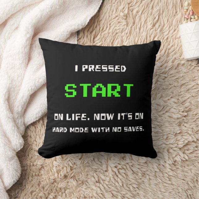 Coussin Bouton START Rétro 8 Bits Pixel Art Joueur Jeux Vi (Couverture)