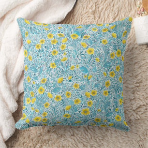 Coussin Boutons jaunes, bleus et blancs
