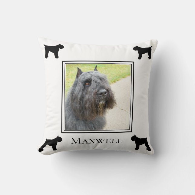 Coussin Bouvier des Flandres Photo Silhouette Personnalisé (Recto)