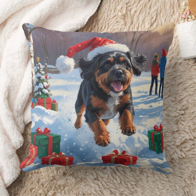 Coussin Bouviers des Flandres Scène de neige festive de No (Couverture)