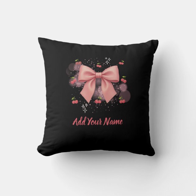 Coussin Bow and Cherries Throw Pillow (Recto)