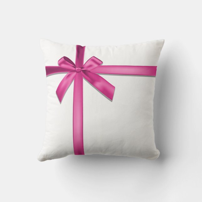 Coussin Bow en ruban Pastel Pink Satin (Verso)