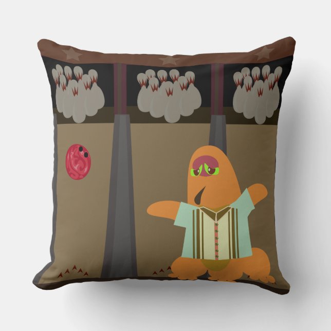 Coussin Bowling Monster Time Fun Cartographie Art Design (Recto)